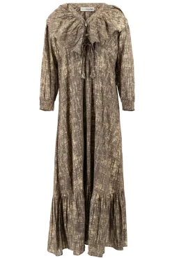 Robe longue à volants Sparkle Taupe Gold