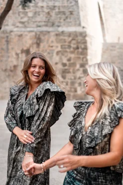 Robe longue à volants Sparkle Black Gold