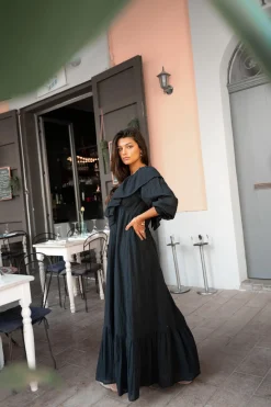 Robe longue à volants Sparkle Noir