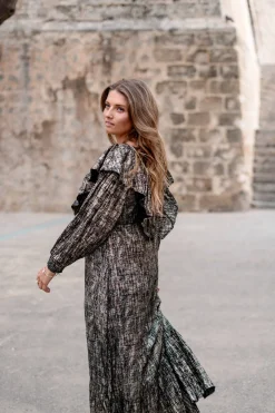 Robe longue à volants Sparkle Black Gold