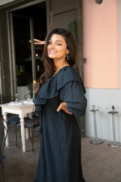Robe longue à volants Sparkle Noir
