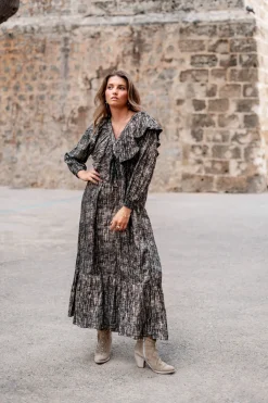 Robe longue à volants Sparkle Black Gold