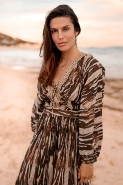 Robe longue Emika Imprimé marron