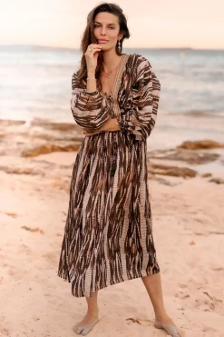 Robe longue Emika Imprimé marron