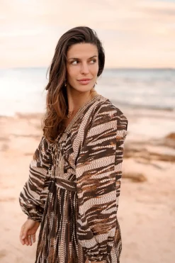 Robe longue Emika Imprimé marron