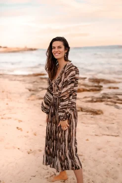 Robe longue Emika Imprimé marron