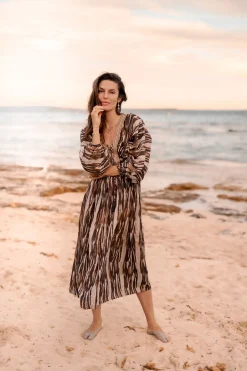 Robe longue Emika Imprimé marron