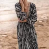 Robe longue Emika Noir Imprimé