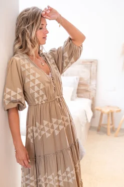 Robe longue Glorio Cuadros Taupe