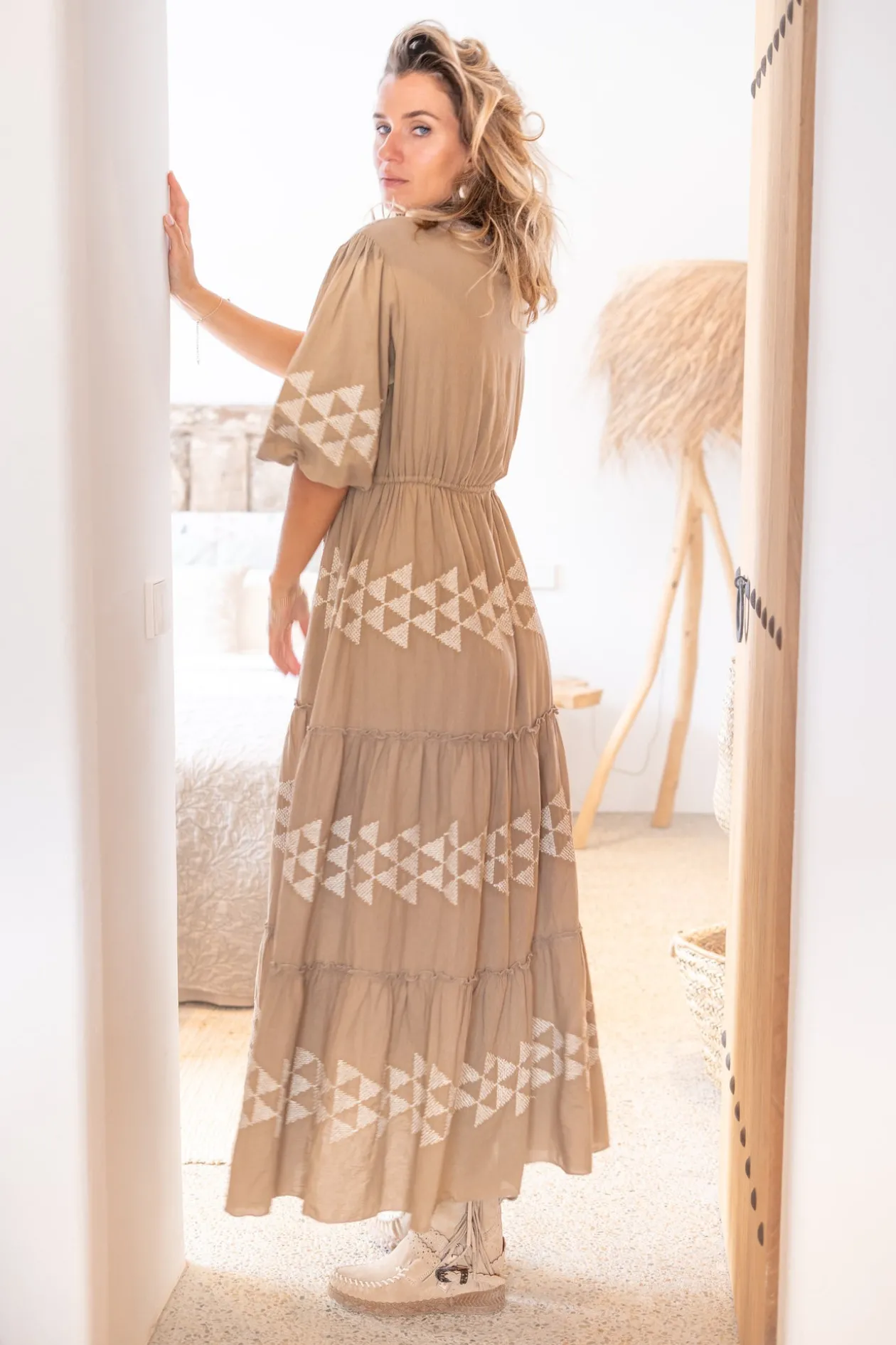 Robe longue Glorio Cuadros Taupe