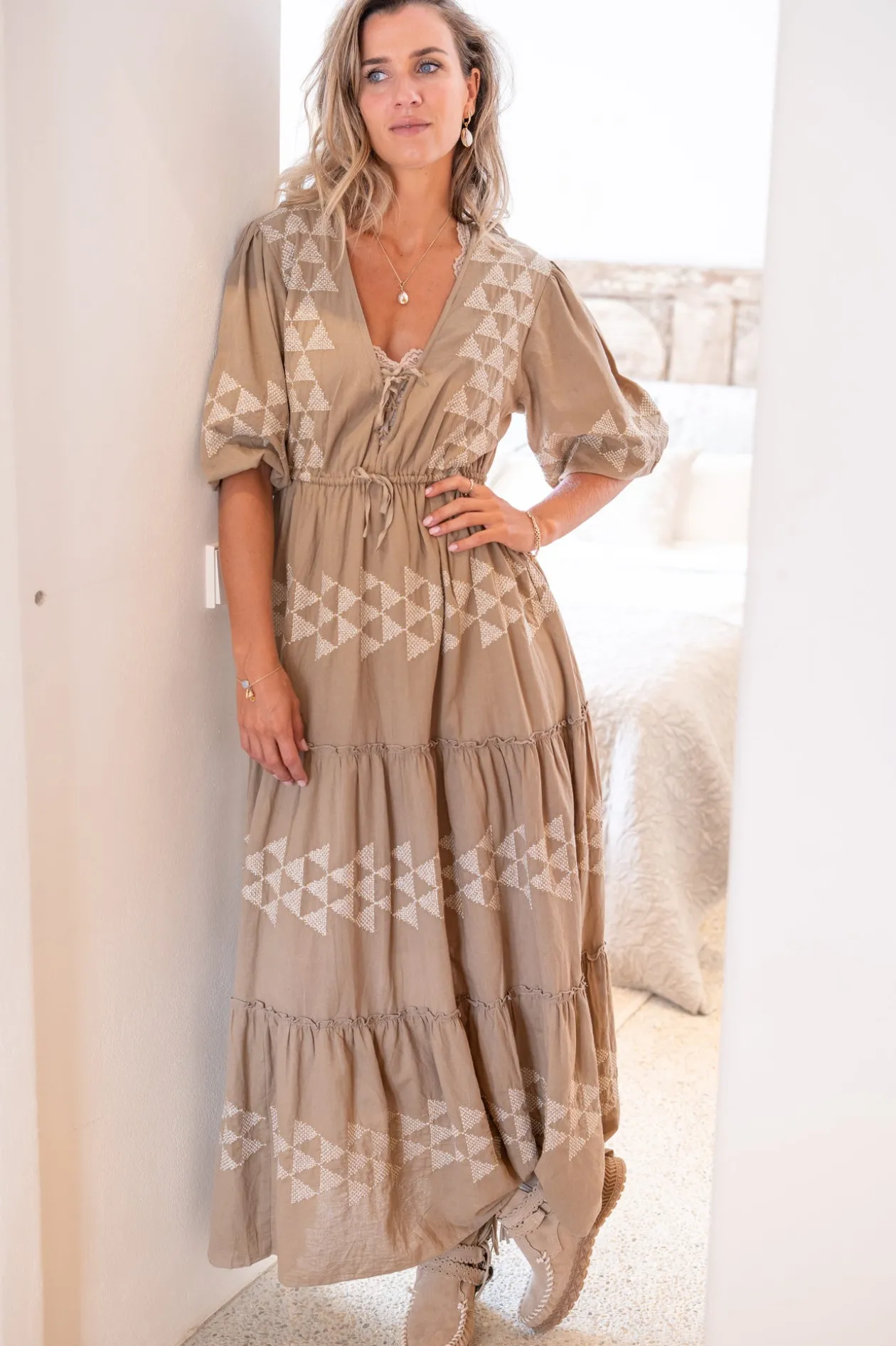 Robe longue Glorio Cuadros Taupe