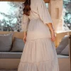 Robe longue Luciana Taupe clair