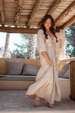 Robe longue Luciana Taupe clair