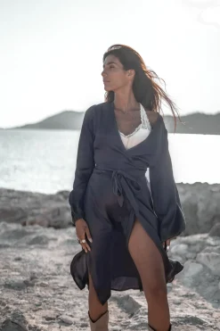 Robe midi en satin Noor