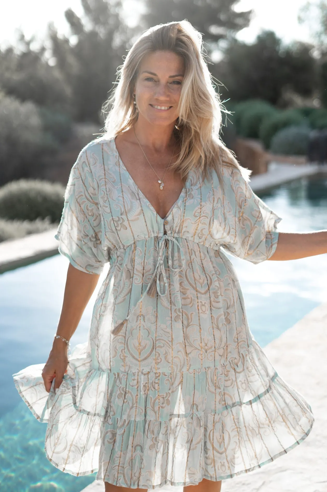 Robe Mio Baroque Bleu pâle imprimé