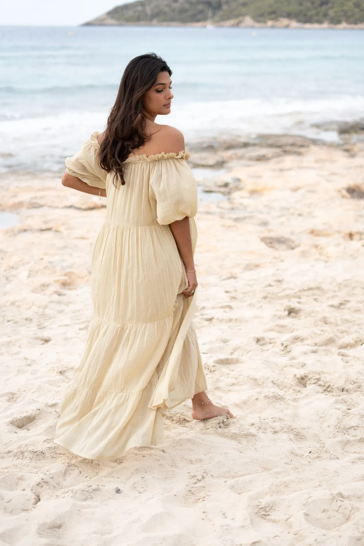 Robe Peralta Bordado Sand