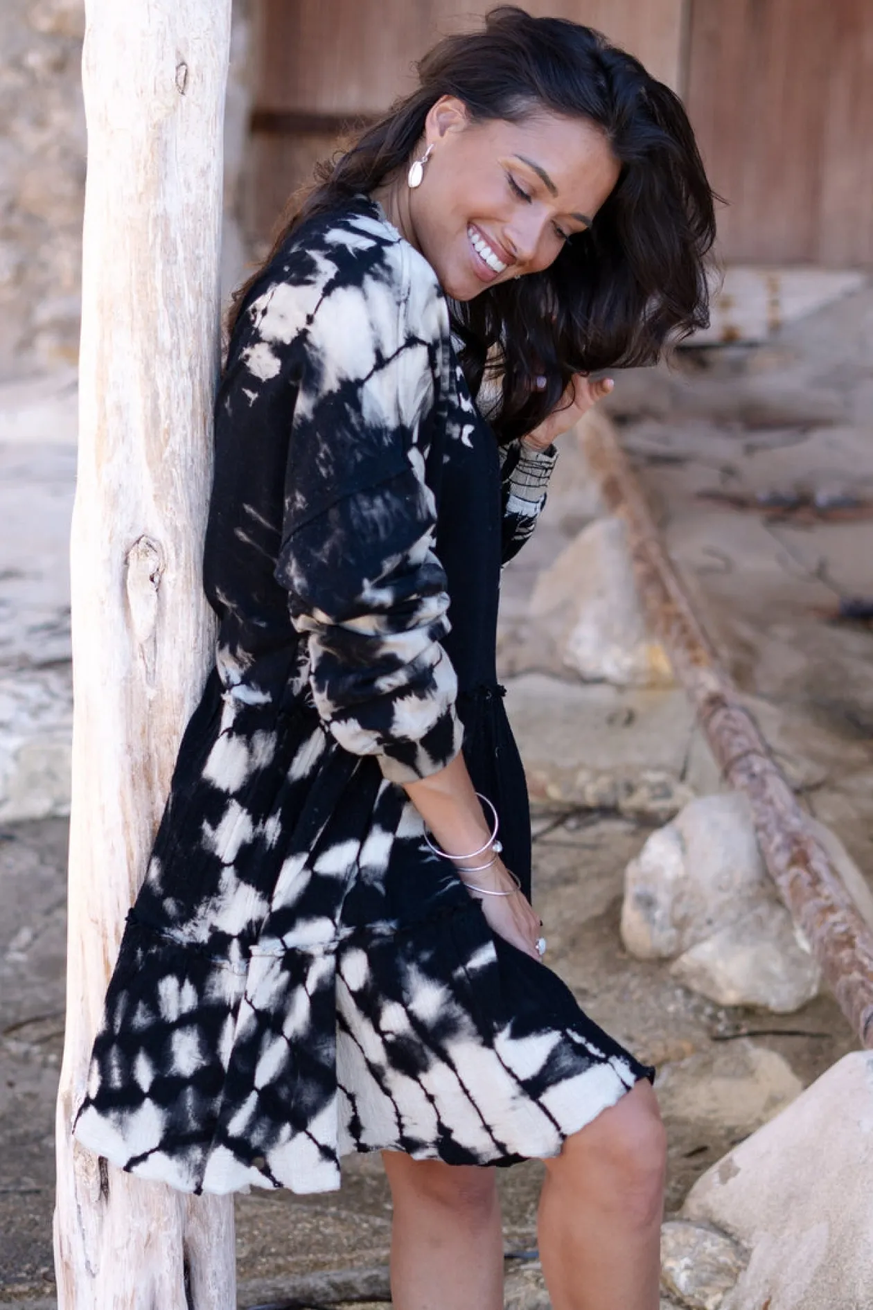 Robe pull Coleta Noir Tie Dye
