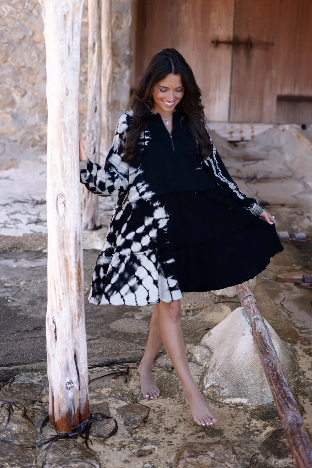 Robe pull Coleta Noir Tie Dye