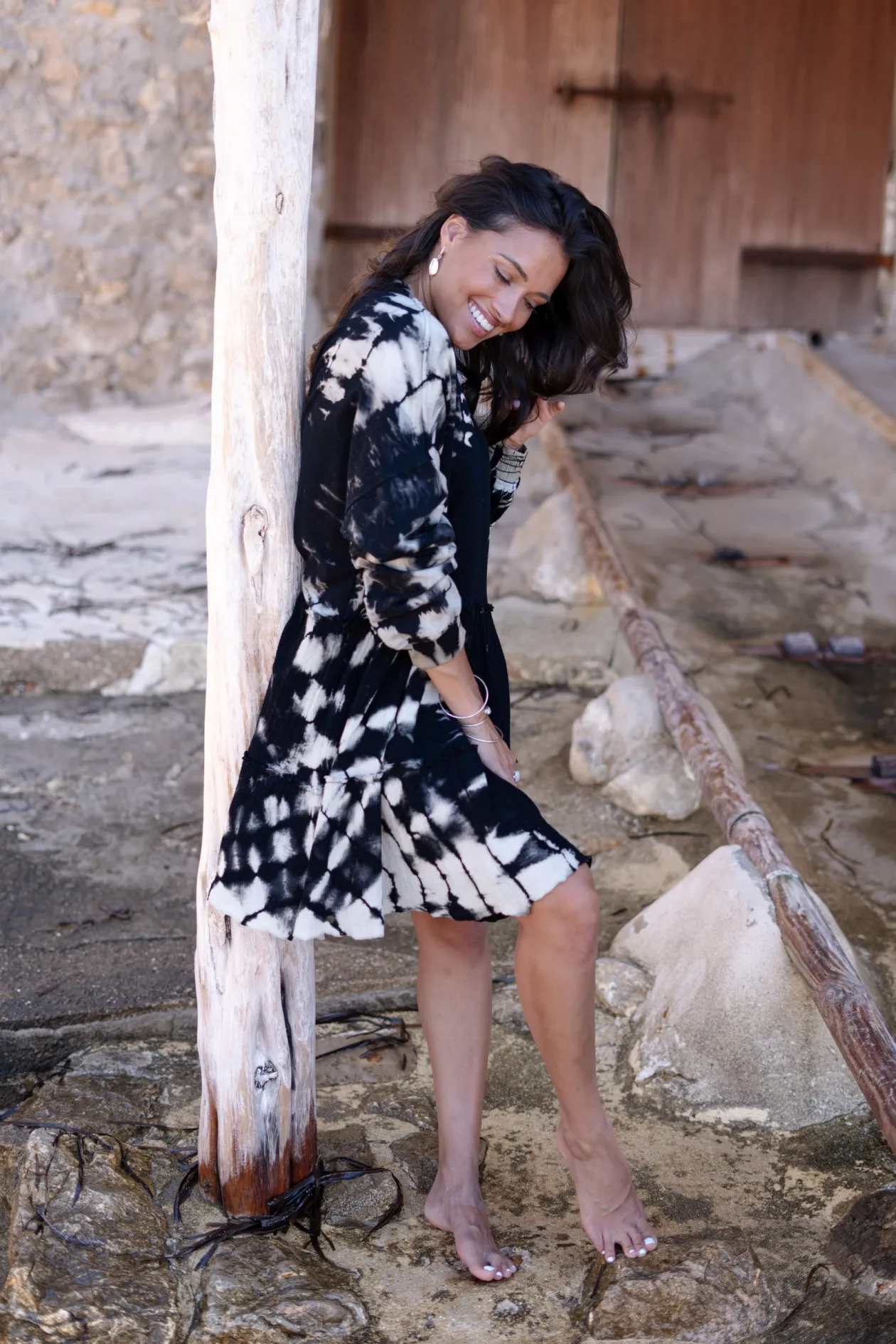 Robe pull Coleta Noir Tie Dye
