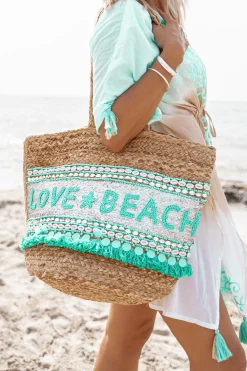 Sac de plage Love & Beach Argent/Aqua