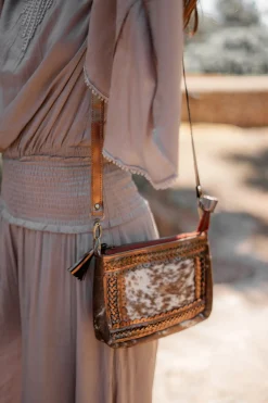 Sacoche en cuir vachette Camel