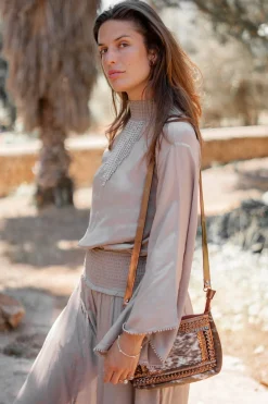 Sacoche en cuir vachette Camel