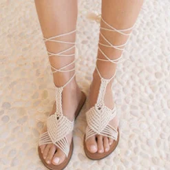 Sandales enveloppantes Crochet Ivoire