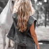 The Muse Denim Gael Gilet Stone Grey