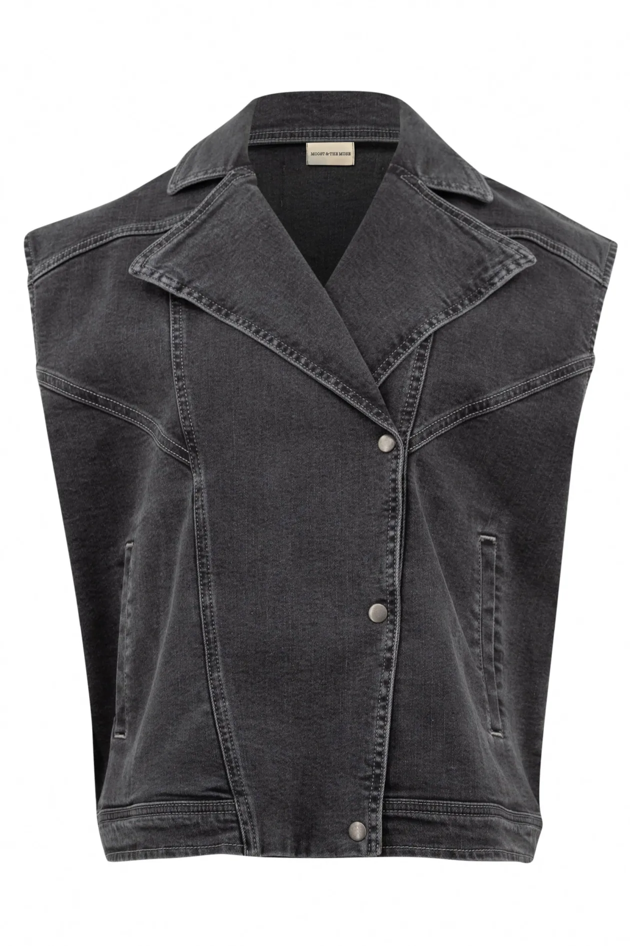 The Muse Denim Gael Gilet Stone Grey