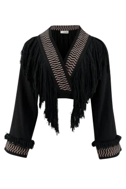 Top à franges Esthetica Noir