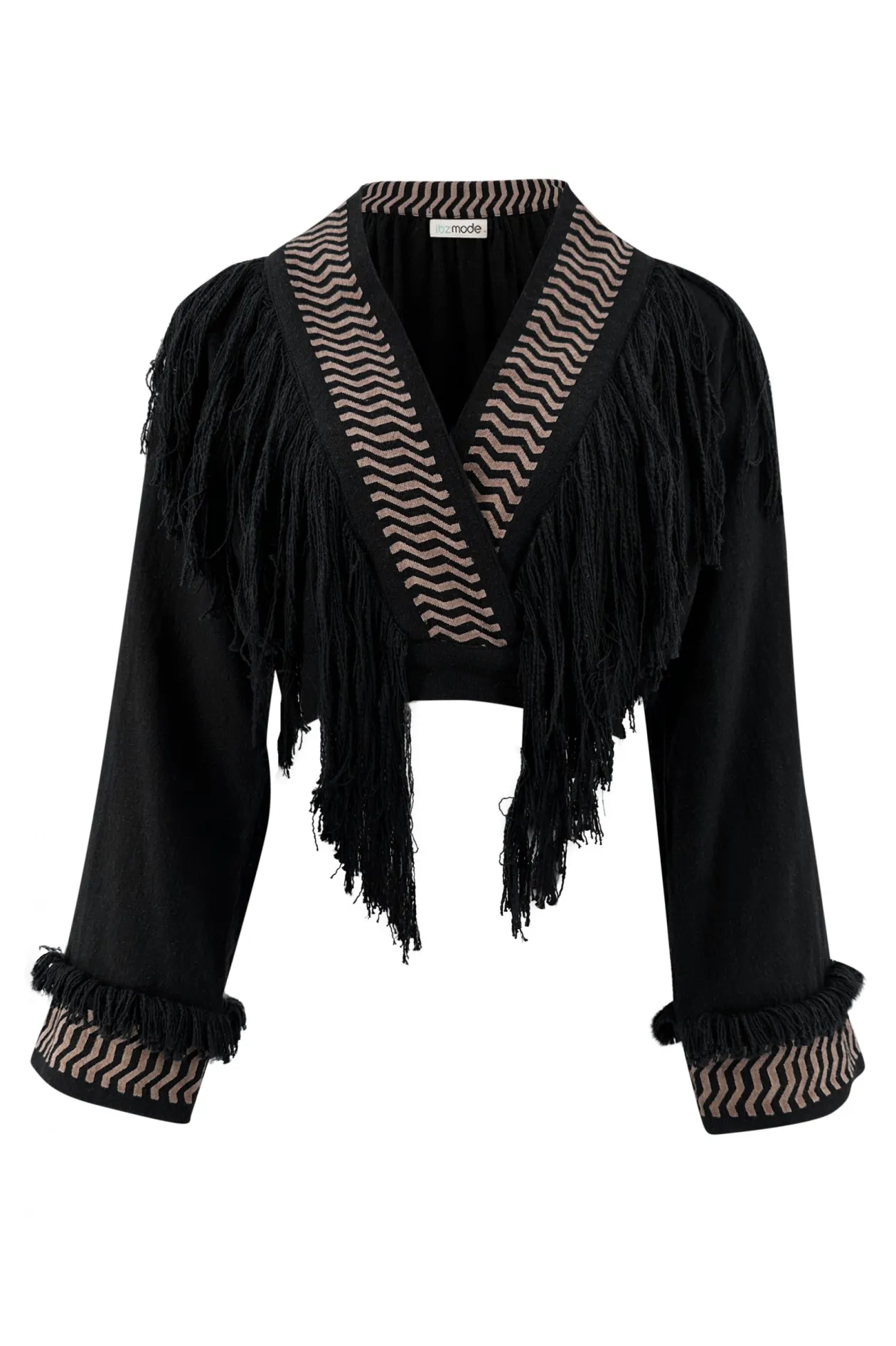 Top à franges Esthetica Noir