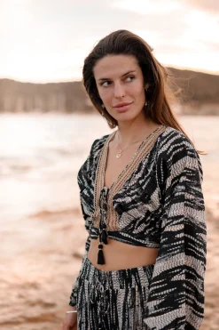Top Cropped Emika Noir Imprimé
