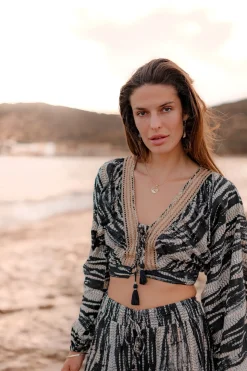 Top Cropped Emika Noir Imprimé