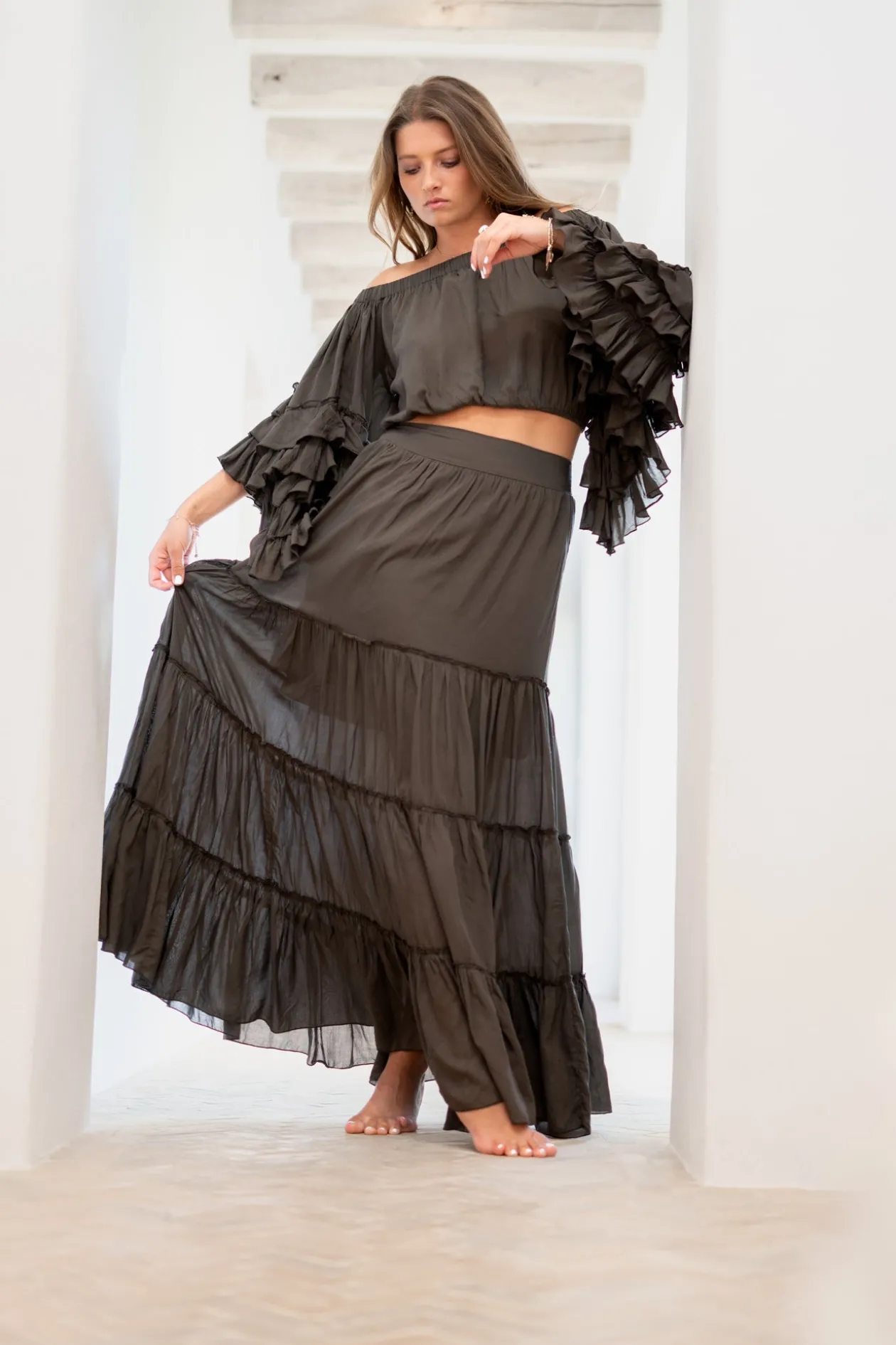 Top Flair Boho Taupe foncé