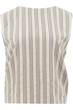 Top Ivy à rayures Beige/Noir