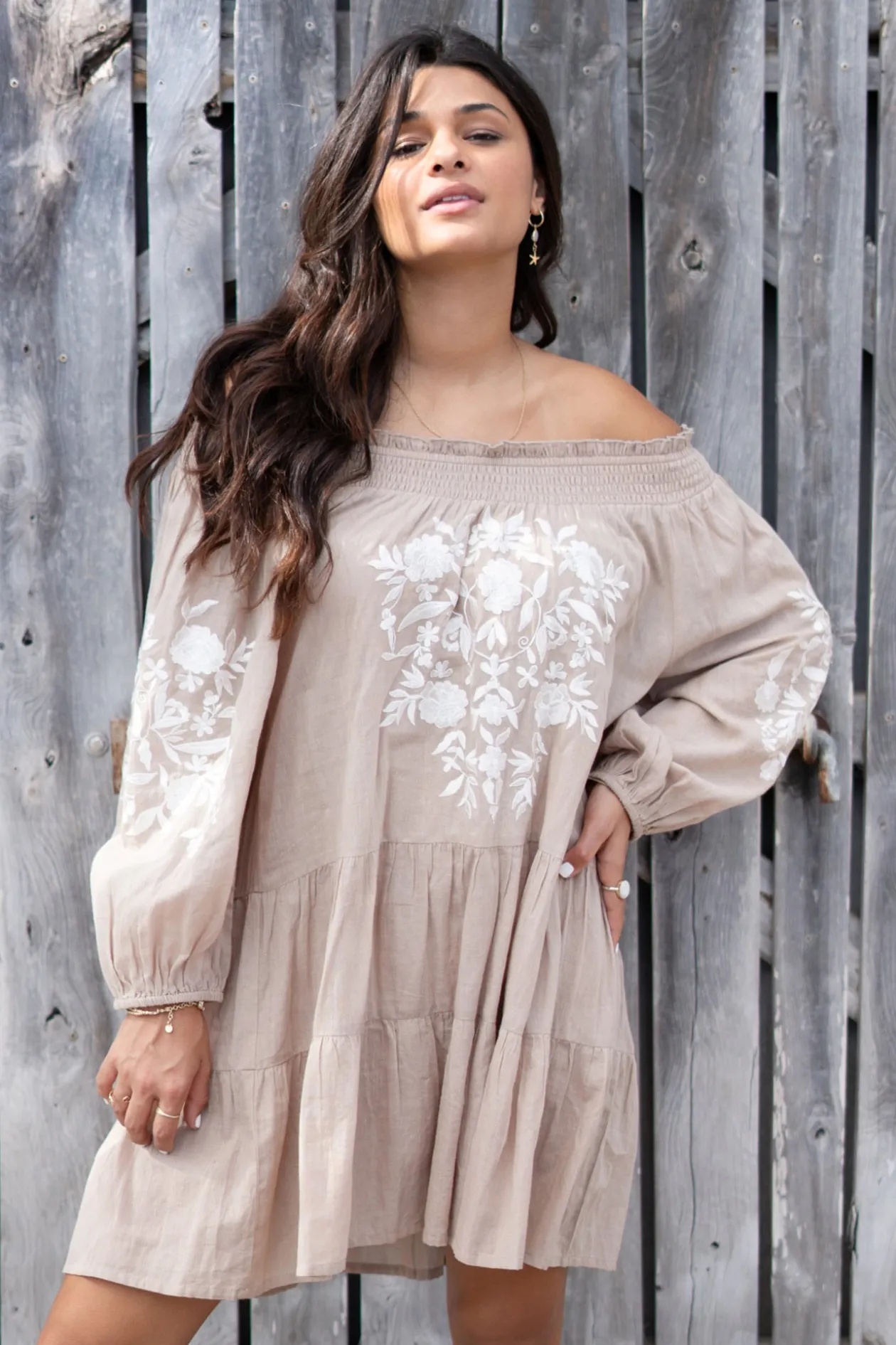 Tunique Elena Bordado Taupe clair