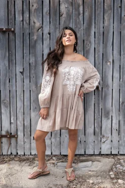Tunique Elena Bordado Taupe clair