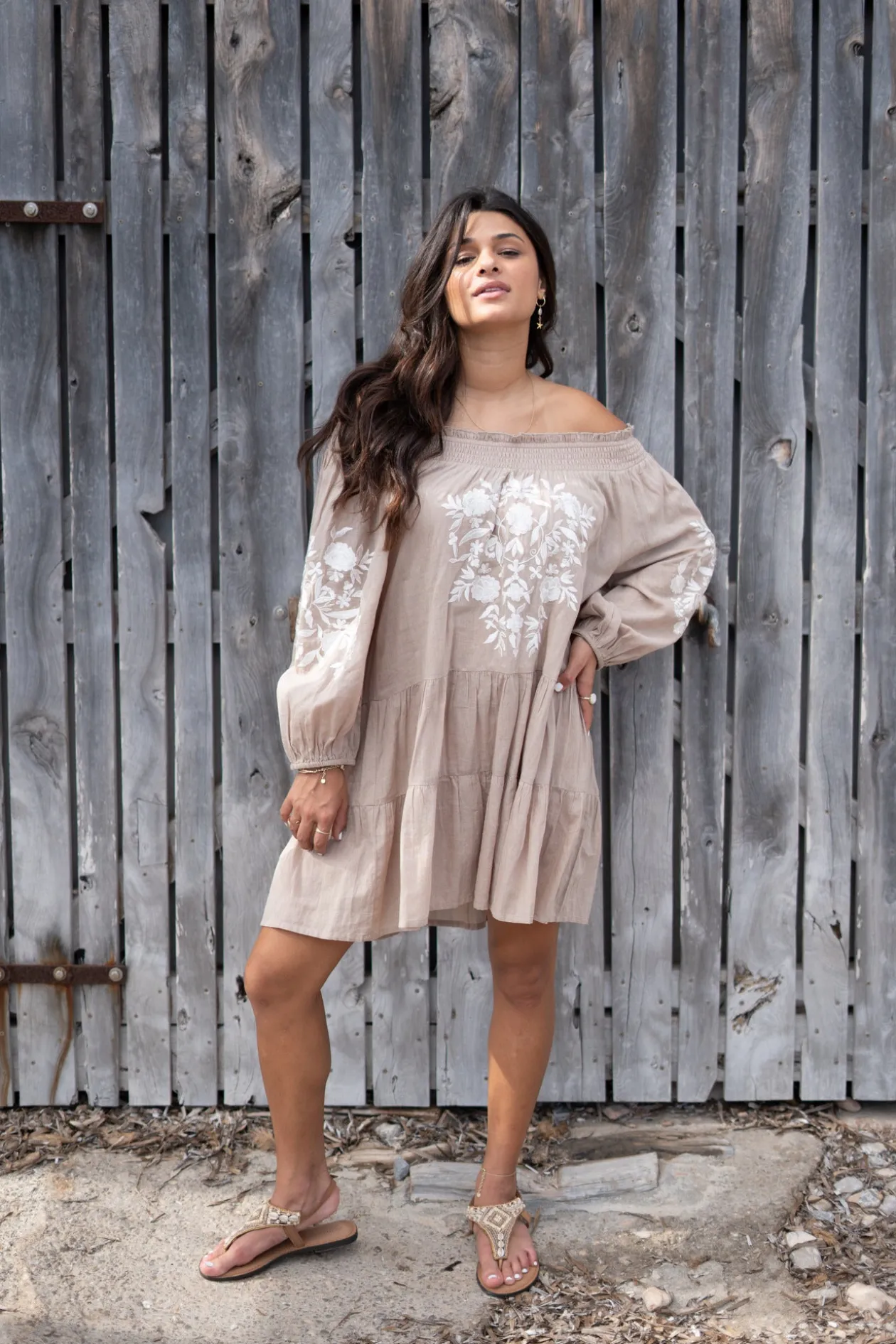 Tunique Elena Bordado Taupe clair
