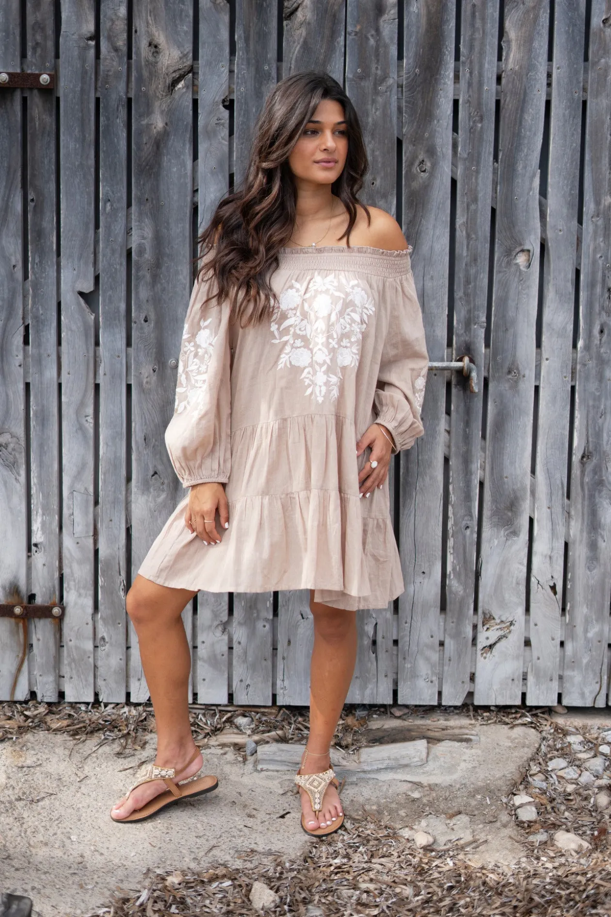 Tunique Elena Bordado Taupe clair