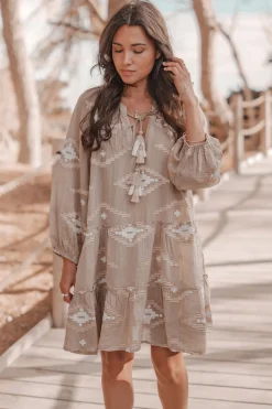 Tunique Ida Ethnic Taupe Print