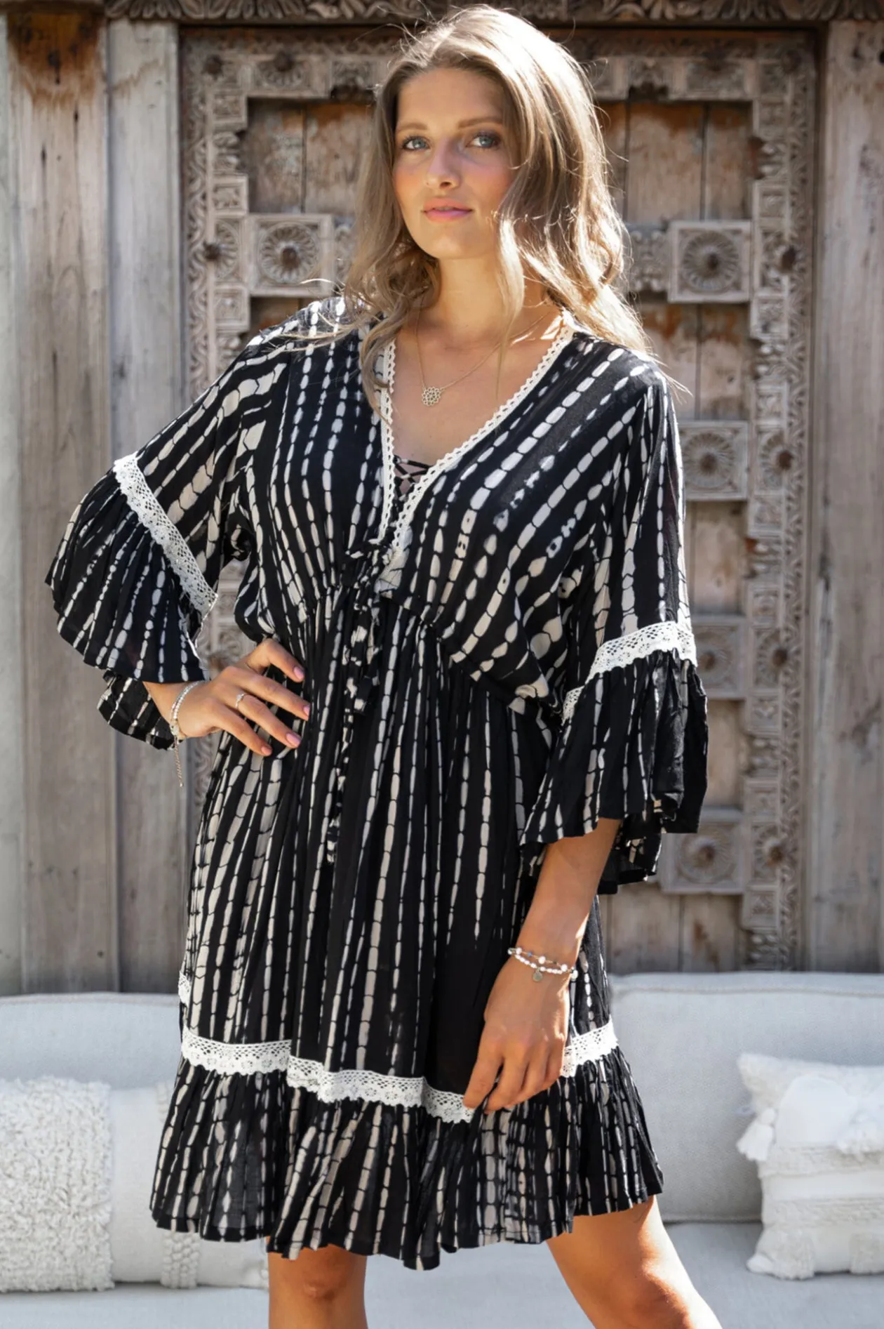 Tunique Isabella Crochet Noir Tie Dye