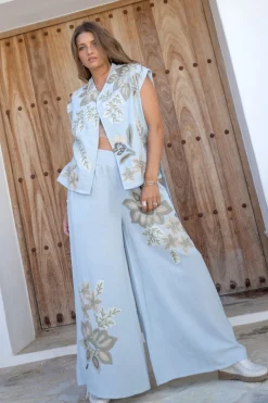 Vena Floral Pantalon bleu pâle