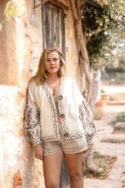 Veste à manches bouffantes Indian Light Sand