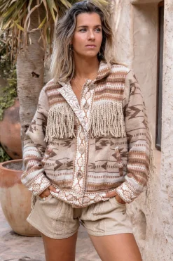 Veste courte à franges Nomad Natural