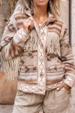 Veste courte à franges Nomad Natural