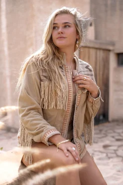 Veste courte à franges Nomad Combi Light Sand Plain