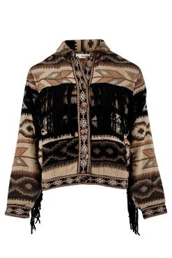 Veste courte à franges Nomad Brown
