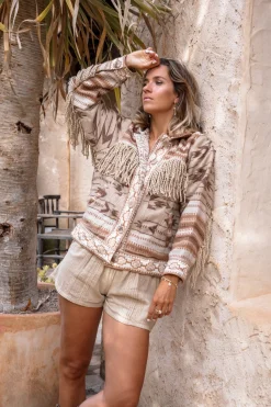 Veste courte à franges Nomad Natural