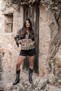 Veste courte à franges Nomad Brown