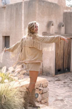 Veste courte à franges Nomad Combi Light Sand Plain